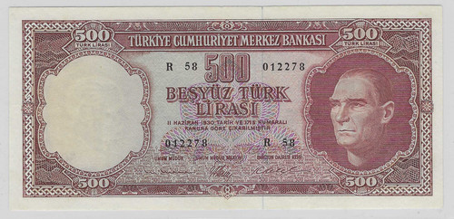 Türkiye türkei 500 lira 1962 - lira,